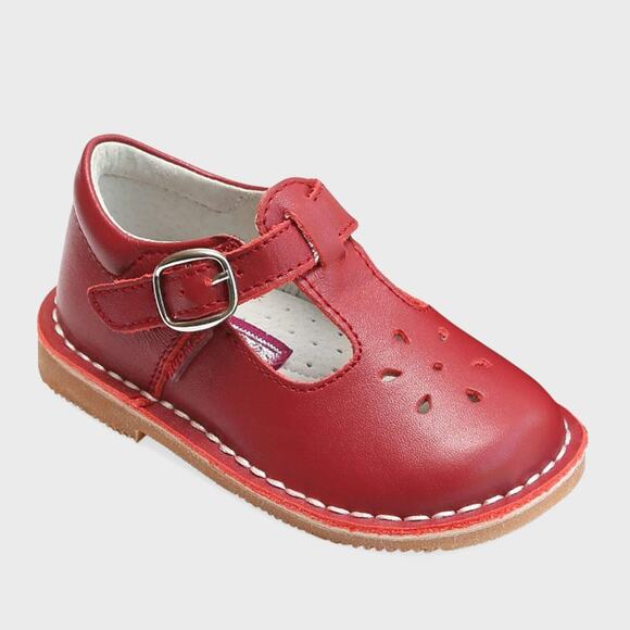 L'amour Joy Classic Stitch Down Mary Jane Red T-st - 5 Baby